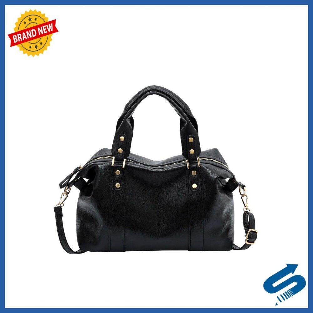 Vegan Leather Tote Bag Satchel Shoulder Purse with Compartments Travel Work